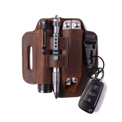 gentlestache Leather Sheath for Leatherman Multitool Sheath EDC Pocket Organizer with Key Holder for Belt and Flashlight Sheath Multitool Pouch