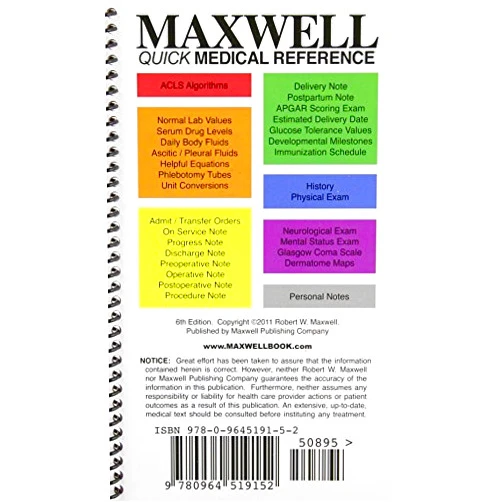 Maxwell Quick Medical Reference 6 Lpc Spi Edition by Maxwell, Robert W. (2012) Paperback