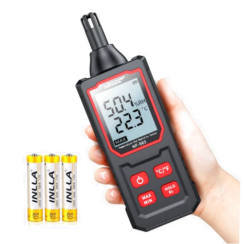 Noyafa NF-563 Thermometer and Hygrometer，High Precision Digital Hygrometer，Features Ambient Temperature，Relative Humidity,max/min，Data Hold，LED Backlight，Suitable for Indoor，Outdoor，HVAC，Agriculture