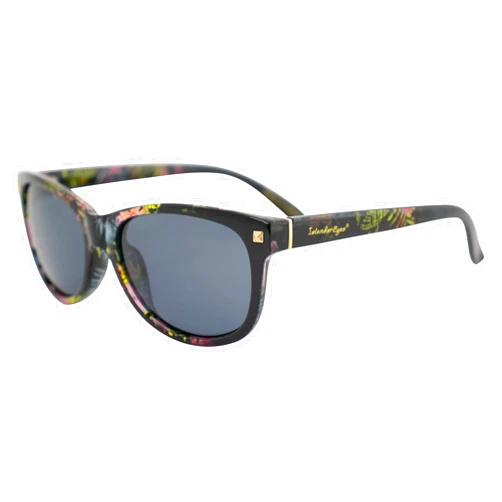 Islander Eyes Barbados Polarized Sunglasses for Women Black Flower-Printed Frame w/Smoke Lens