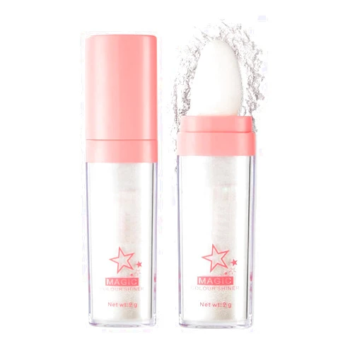 JISKG Glitter Powder Highlighter Makeup, Body Brightens the Natural Three-Dimensional Face Blusher Fairy Highlight Patting Powder. (01#White Moonbeam)