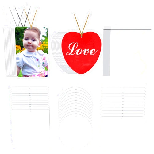 Chuangdi 60 Pieces Sublimation Air Freshener Blanks Air Freshener Sheets Pure Polyester Felt Freshener Blanks for Car and Home with 100 Elastic Strings and 50 Bags for DIY HTV Inks Heat Press, 5 Shapes