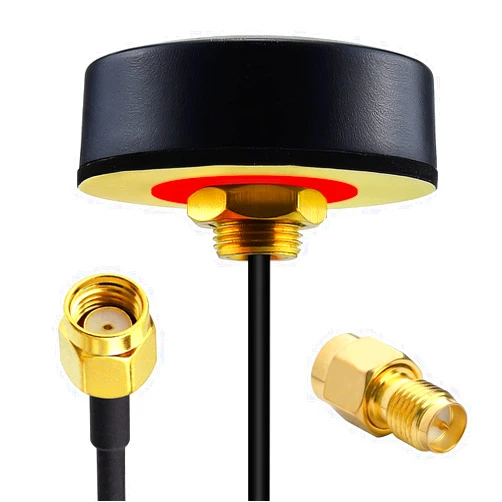 YOTENKO WiFi Puck Antenna Dual Band 2.4G 5.8 GHz, 5dBi Omni-Directional Mini Screw Mount RP-SMA Male Antenna 5ft Cable w/SMA Male to RP-SMA Female Adapter for WiFi Router Hotspot Wireless Network Card