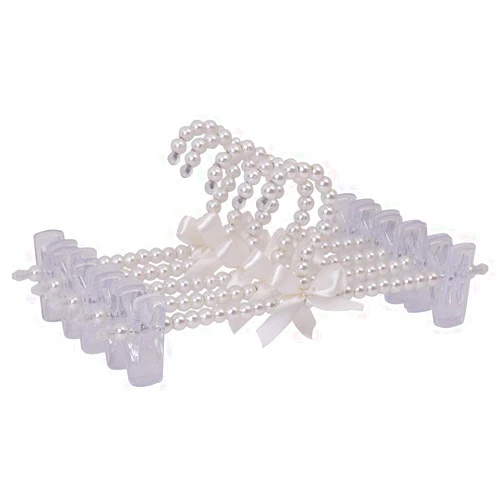 Aimeely Pack of 5 Pearl Clothes Pants Hangers Bowknot Beaded Wedding Home Shop Clothes Rack 2#