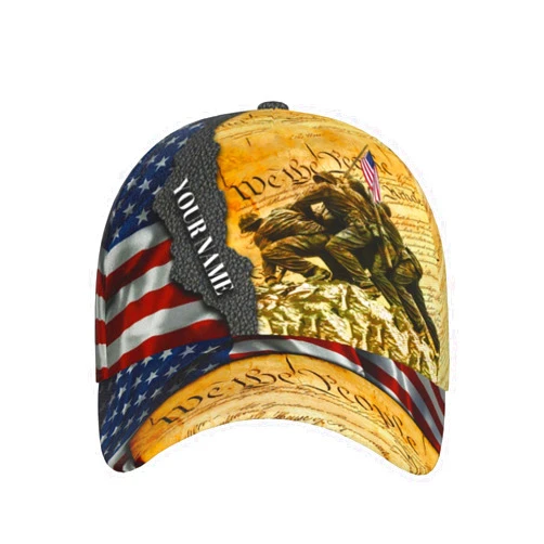 RIAWARME American Flag Baseball Caps Custom Name Text Dad Hat 3D Printing Adjustable Christian Hats for Men Womens