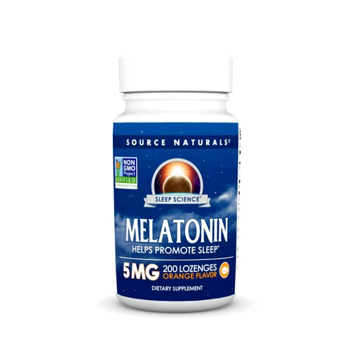 Source Naturals Melatonin, Dietary Supplement That Supports Sleep* 5 mg - 200 Orange Flavored Lozenges