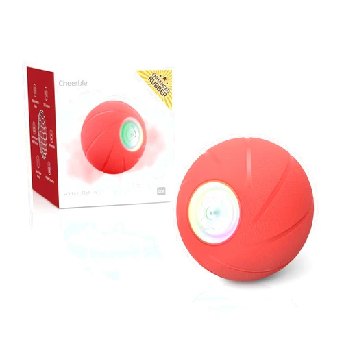 Cheerble [Enhanced Rubber Version Smart Interactive Dog Toy, Wicked Ball PE, Automatic Moving Bouncing Rotating Ball, Active Rolling Ball for Medium Large Dogs Boredom with LED Lights (PE)