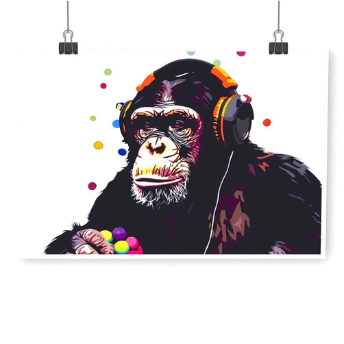 WDIHGUE Funny Banksy Poster Graffiti Pop Art Canvas Poster– Headphone Gorilla Art Wall Decor Teen Boys Bedroom Aesthetic – Canvas Wall Art Decorations Paintings 12X16inch Unframed
