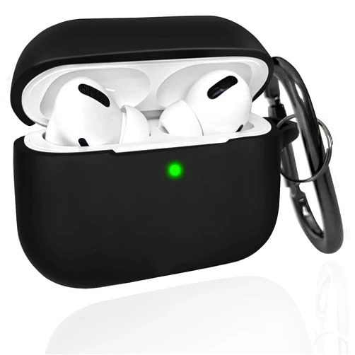 AGAOSH for Airpods Pro Case Cover with Keychain,Full Protective Black Catalyst Silicone Skin Airpod Case Pro for Women Men Girl, Compatible for Airpods Pro Wireless Charging Case,Front LED Visible