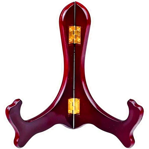 Onwon Wooden Easel Mahogany Finish Display Stand Plate Holder Picture Frame Folding Display Stand (6 inches)