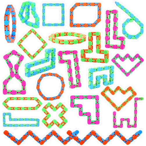 Woosir 24 Pack Wacky Tracks Fidget Toys Sensory Toys Gifts for Kids Classroom Back to School Gifts for Students Party Favors Christmas Goodie Bags Fillers Snake Click Toys Autism Stress Relief Adults