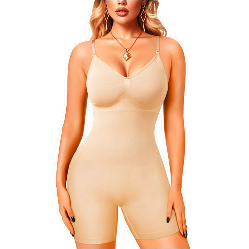 Irisnaya Women Slimming Bodysuits Shapewear Tops Tummy Control Body Shaper Spaghetti Strap Camisole Leotards Bodycon Jumpsuit