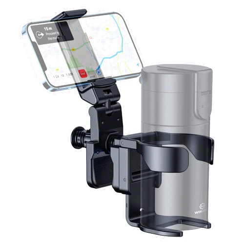 WixGear Stroller Cup Holder with Phone Stand Holder, 2-in-1 Universal Cup Phone Holder for Stroller, Wheelchair, Walker, (with New Phone Stand)