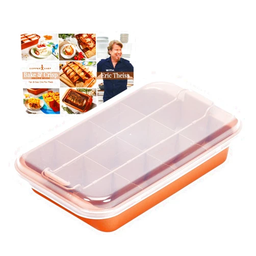 Copper Chef Bake and Crisp Set Medium - Baking Tray Roasting Tin & Copper Crisper with Air Tight Lid