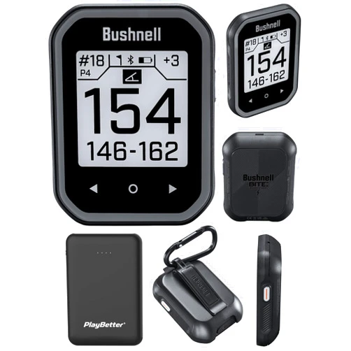 PlayBetter Bushnell Phantom 3 (Black) Slope Golf GPS Handheld Bundle - Touchscreen, Auto Course & Hole Recognition, Auto-Prompt Score Entry with PlayBetter Portable Charger, Belt Clip & Carabiner