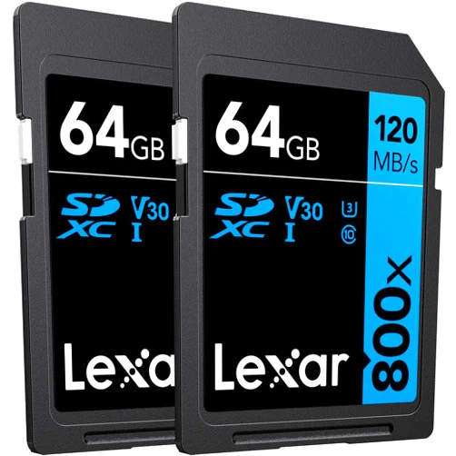 Lexar 64GB High-Performance 800x UHS-I SDXC Memory Card Blue Series - (2-Pack)