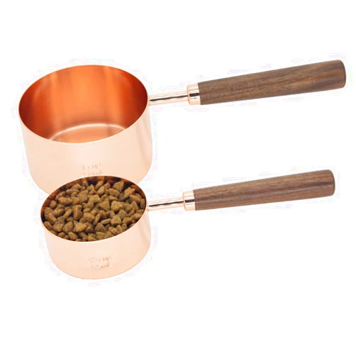 Vitisyao 2 Pcs Dog Food Scoop Measuring-Cup, Stainless Steel Pet Food Scoops, Cat Food Measuring Cup, 1 CUP and 1/2 CUP Two-Pack Food Scoopers