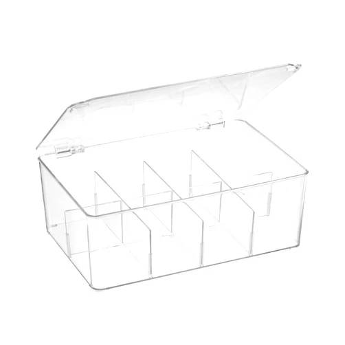 Naivees Clear Divided Storage Organizer Container Box with Lid Removable Divided Storage Medicine and Tea Bag Box Dresser Organizers Plastic Storage Bins for Cosmetics,Crafts,Coffee Pods (1)