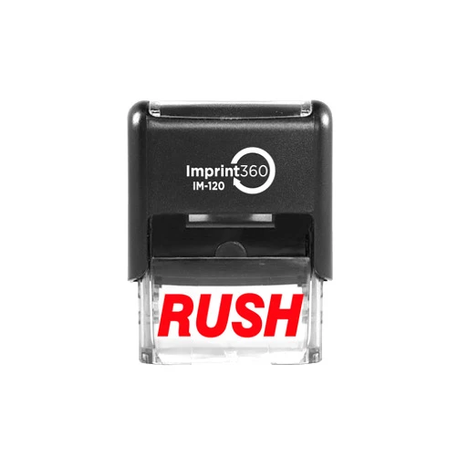 Imprint 360 AS-IMP1039 - Rush, Heavy Duty Commerical Quality Self-Inking Rubber Stamp, Red Ink, 9/16