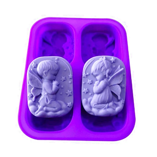 Longzang 4 Cavity 3D Angels Silicone Mold for DIY Cake Chocolate Panna Cotta Pudding Jelly Baking Soap molds