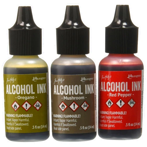 Ranger Tim Holtz Alcohol Ink .5oz 3/Pkg, Tuscan Garden-Red Peppr/Mushroom/Oregano
