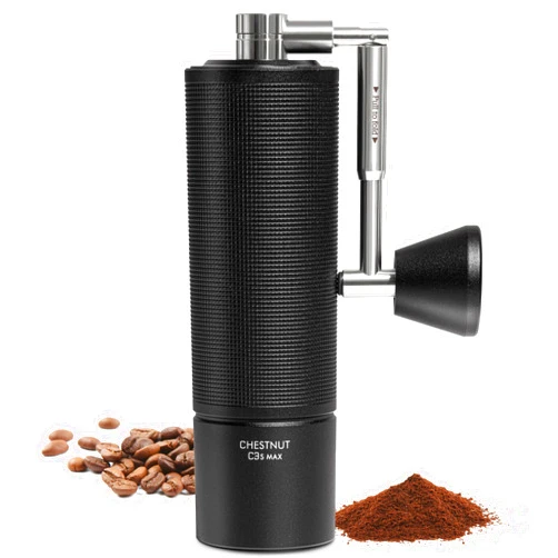 TIMEMORE Manual Coffee Grinder Chestnut C3S Max, Hand Coffee Grinder with Foldable Handle, Stainless Steel S2C Conical Burr Coffee Grinder, Adjustable Grind Setting for Espresso to French Press, Black