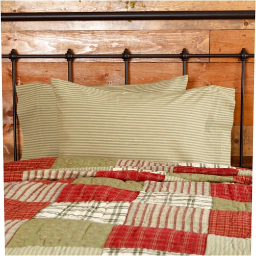 VHC Brands Prairie Winds Bedding Accessory, Set of 2- STANDARD (21x30), Green