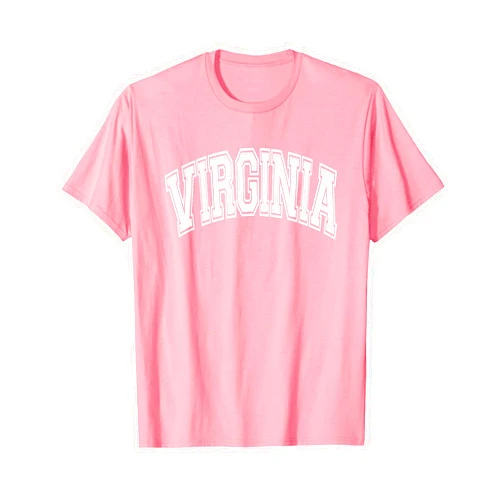 133 Apparel Virginia Virginia Arched Style Text Pink with White Print T-Shirt