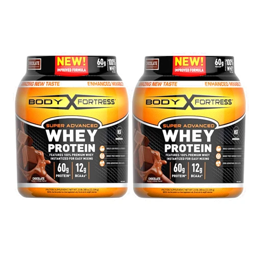 Body Fortress Super Advanced Whey Protein Powder, Gluten Free, Chocolate Flavor, 2 Pound, Pack of 2