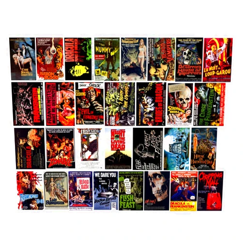 Starbase 79 Classic Hammer Horror and other Movie Poster Vinyl Stickers - Set of 30 Dracula Franketstein Mummy Christopher Lee Peter Cushing, Various, 10592