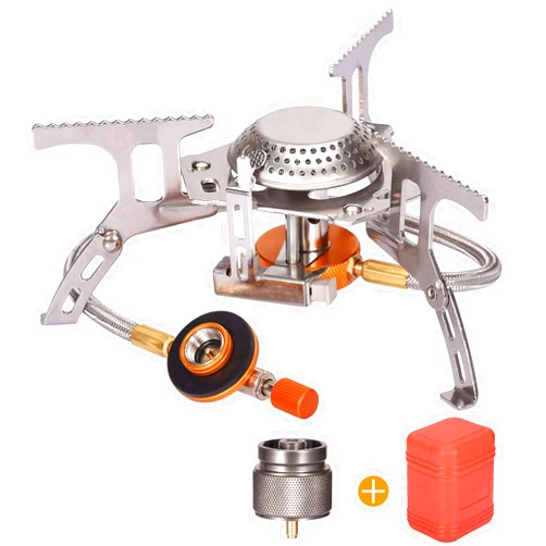 Sagafly Portable Camping Gas Stove with 1LB Propane Tank Adapter, Foldable Camp Stove Backpacking Stove with Piezo Ignition for Outdoor Hiking Cooking Burner