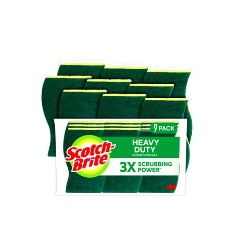 Scotch-Brite Heavy Duty Scrub Sponges, Sponges for Cleaning Kitchen and Household, Heavy Duty Sponges Safe for Non-Coated Cookware, 9 Scrubbing Sponges