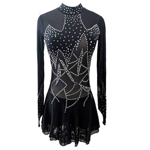 LIUHUO Figure Skating Dress Girls Black Ice Skating Unitards Jewelry Competition Rhythmic Leotards Children