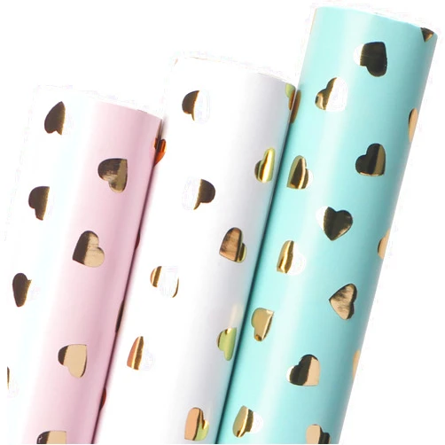 Ribbli Birthday Wrapping Paper Heart Foil Mini Roll Gift Wrap for Women Girls Anniversary Mother's Day Valentine’s Day Wedding 17 inch x 120 inch(10feet) Per Roll