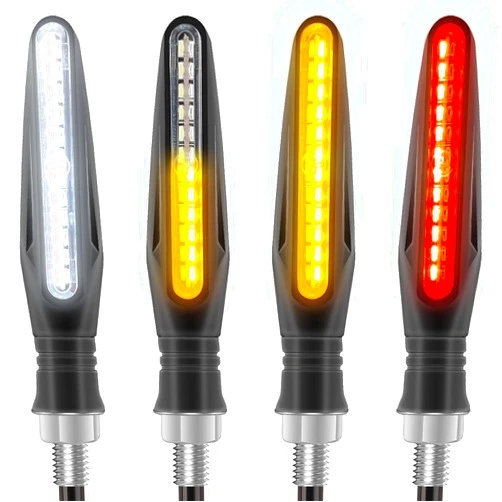 Kinstecks 4PCS Motorcycle Indicators - Flowing Turn Signal Lights, Daytime Running and Brake Lights - 12V LED Amber White Red for Motorbike
