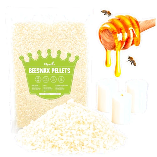 VIPwax White Beeswax Pellets 1LB, 100% Organic Beeswax, Beeswax for Candle Making, Body, Skin Care DIY, Lip Balm and Soap Making Supplies