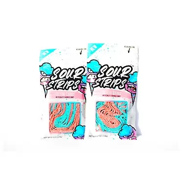 Generic Sour Strips Cotton Candy (Pack of 2) | Deliciously Sour Chewy Candy Belts | Vegan Friendly Halloween Candies, 12 Strips per Pack