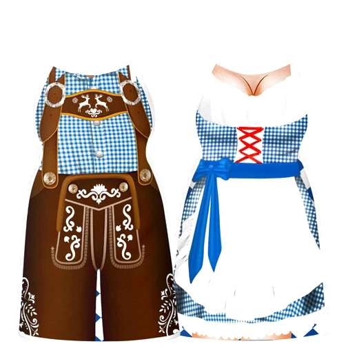 Freesdai Oktoberfest Decorations Aprons: German Party Funny Apron for Couples Women Men Ladies, Blue