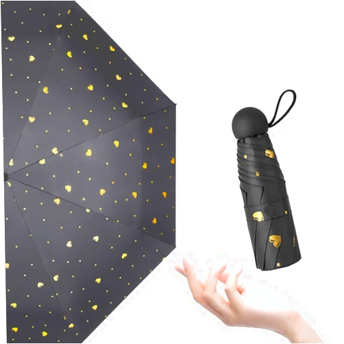 Pundin Umbrella Mini Travel Umbrella for Purse, Small UV Sun Compact Umbrella with a Nice Box, 6 Ribs Lightweight Portable Umbrella,Windproof Parasol with 99% UV Protection for Women and Men