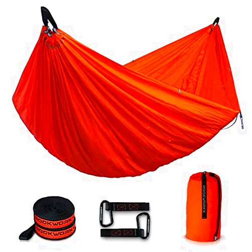 ROCKWORKX Camping Hammock by ROCKWORKX USA Single & Double Portable Multi-Use as Sunshade/Weather Shade/Tent Cover for Compact Travel Indoor & Outdoor (Multiple Colors)