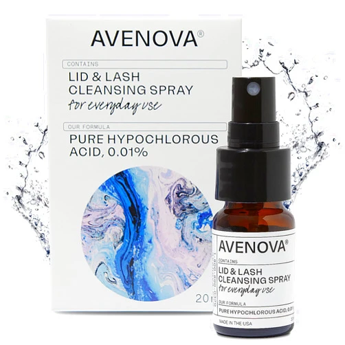 Avenova Eyelid and Eyelash Cleanser Spray - Pure Hypochlorous Acid, Gentle Everyday Lash Cleanser For Eye Irritation, 20mL (0.68oz)