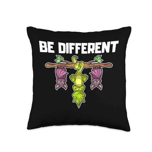 Mir Reichts ich geh Abhängen Animal Shop It's Okay to be Different Sei Anders Chameleon Bat Throw Pillow, 16x16, Multicolor