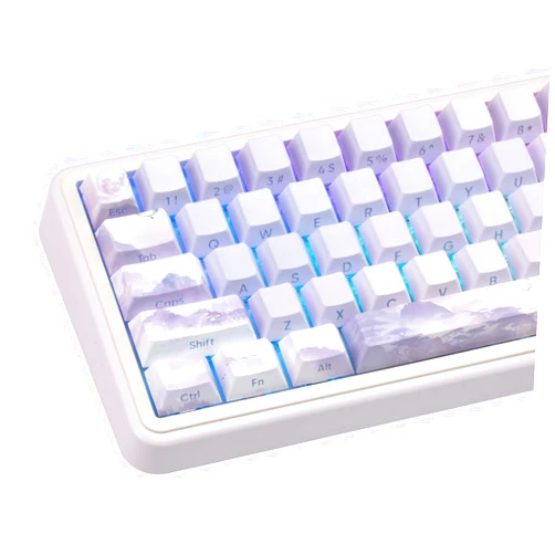TIMSEKER 130 Keys Purple Side Print Shine Through Keycap Set, Custom PBT Keycap, Five Sided Dye Sublimation Cherry Profile Key Cap, Cherry Blossom Backlit Key Cap for Mechanical Gaming Keyboard