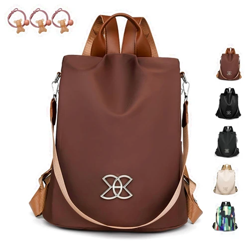 Kjsokoy Anti-Theft Large Capacity Backpack, Shoulder Bag for Women, Crossbody Lightweight Lavazza Backpack Bishe Bag (Brown)