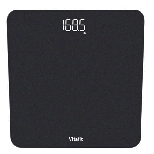Vitafit Digital Bathroom Scale for Body Weight, Weighing Professional Since 2001, Clear LED Display and Step-On, 3*AAA Batteries Included, 400lb/180kg, Spray Silver Black
