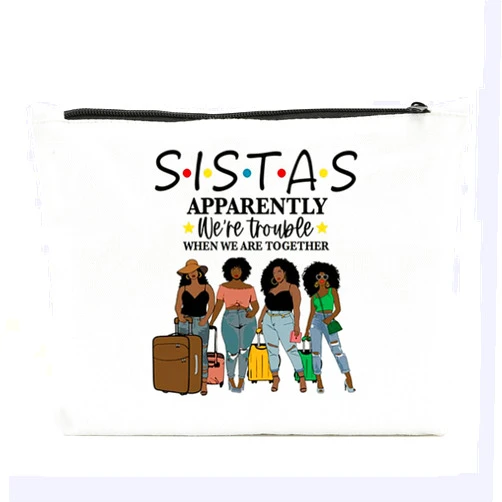 NBIAN Weekend Girls Travel Gift, Gift for Sistas Travel, Vacation Travel Makeup Bag, Women Bestie Gift, Friendship Gift, Birthday Christmas Gift, Apparently We are Trouble When We are Together