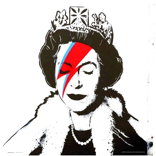 Grupo Erik Group Erik Print Brandalised Queen Bowie, White/Black, 30 x 30 cm