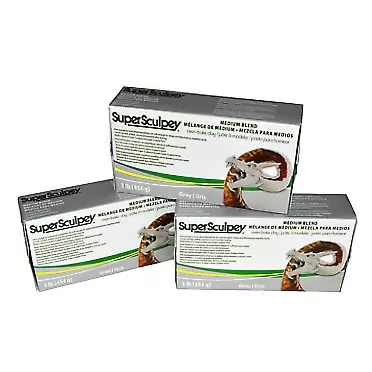 ‎Polyform Super Sculpey Medium Blend Gray Oven-Bake Clay - Blend of Super Sculpey and Super Sculpey Firm - 1 Lb, Pack of 3
