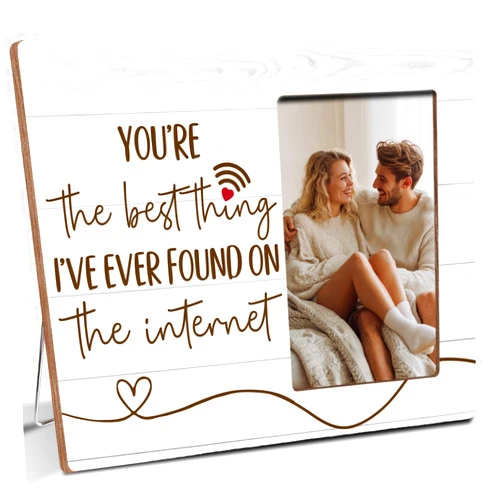 Luodnnla Anniversary Couple Gifts for Girlfriend Boyfriend, I've Ever Found On The Internet, Funny Romantic Couples Wooden Picture Frame Gifts, Fits 4x6 Photo Frame