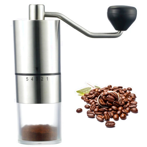 EZLucky Portable Manual Coffee Grinder - Conical Burr with 5 Adjustable Settings for Smooth Grinding, Perfect for Espresso Enthusiasts at Home, Office, or Camping